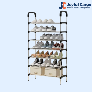 Portable adjustable shoe rack organizer with 7 tiers for home storage